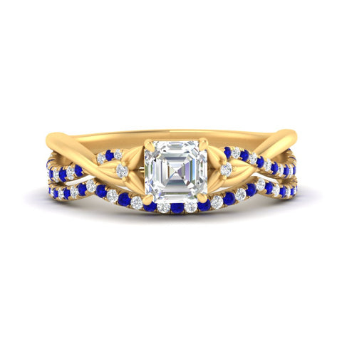 twisted-daisy-asscher-sapphire-bridal-ring-set-in-yellow-gold-FD9986B2ASGSABL-NL-YG
