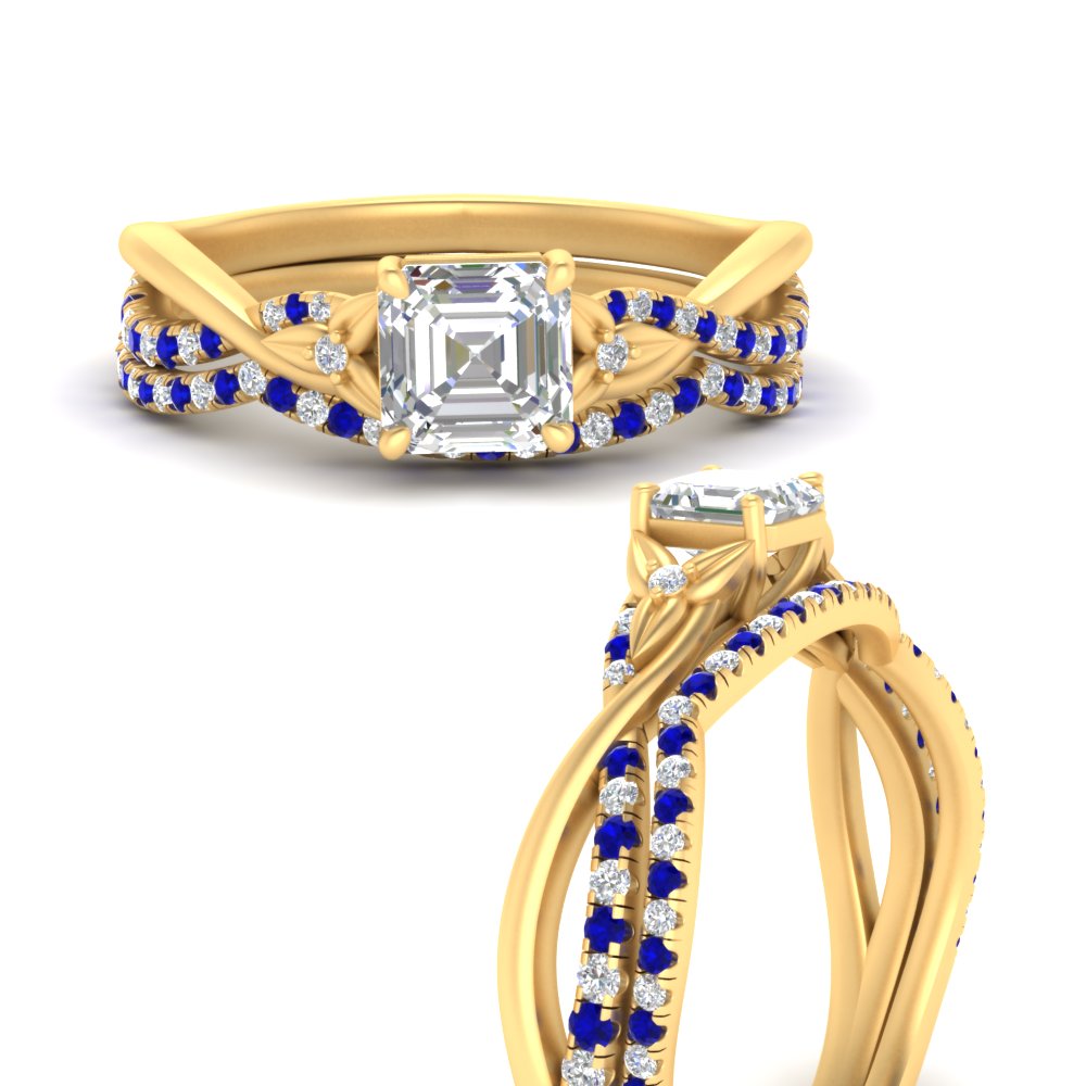 twisted-daisy-asscher-sapphire-bridal-ring-set-in-yellow-gold-FD9986B2ASGSABL-NL-YG