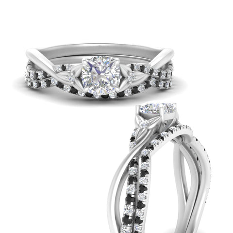 twisted-daisy-cushion-black-diamond-bridal-ring-set-in-white-gold-FD9986B2CUGBLACK-NL-WG