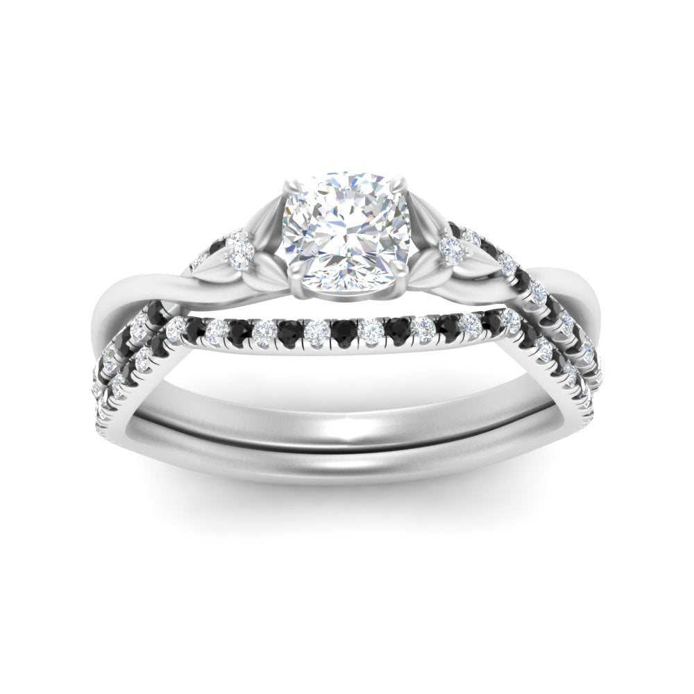 twisted-daisy-cushion-black-diamond-bridal-ring-set-in-white-gold-FD9986B2CUGBLACK-NL-WG
