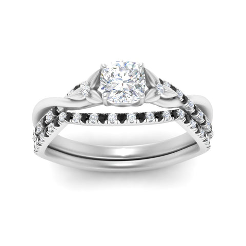 twisted-daisy-cushion-black-diamond-bridal-ring-set-in-white-gold-FD9986B2CUGBLACK-NL-WG