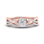 Load image into Gallery viewer, twisted-daisy-cushion-diamond-bridal-ring-set-in-rose-gold-FD9986B2CU-NL-RG
