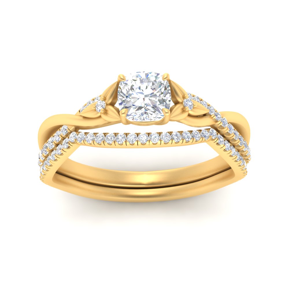 twisted-daisy-cushion-diamond-bridal-ring-set-in-yellow-gold-FD9986B2CU-NL-YG