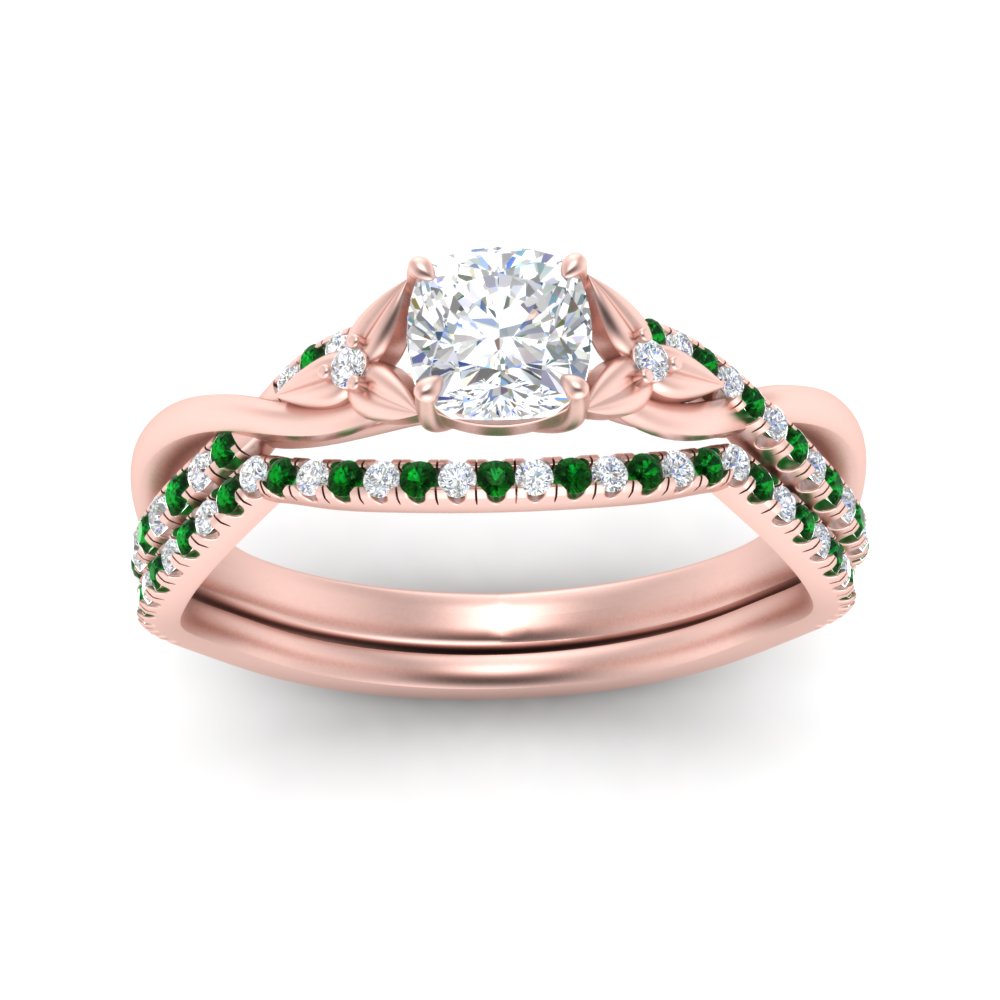 twisted-daisy-cushion-emerald-bridal-ring-set-in-rose-gold-FD9986B2CUGEMGR-NL-RG