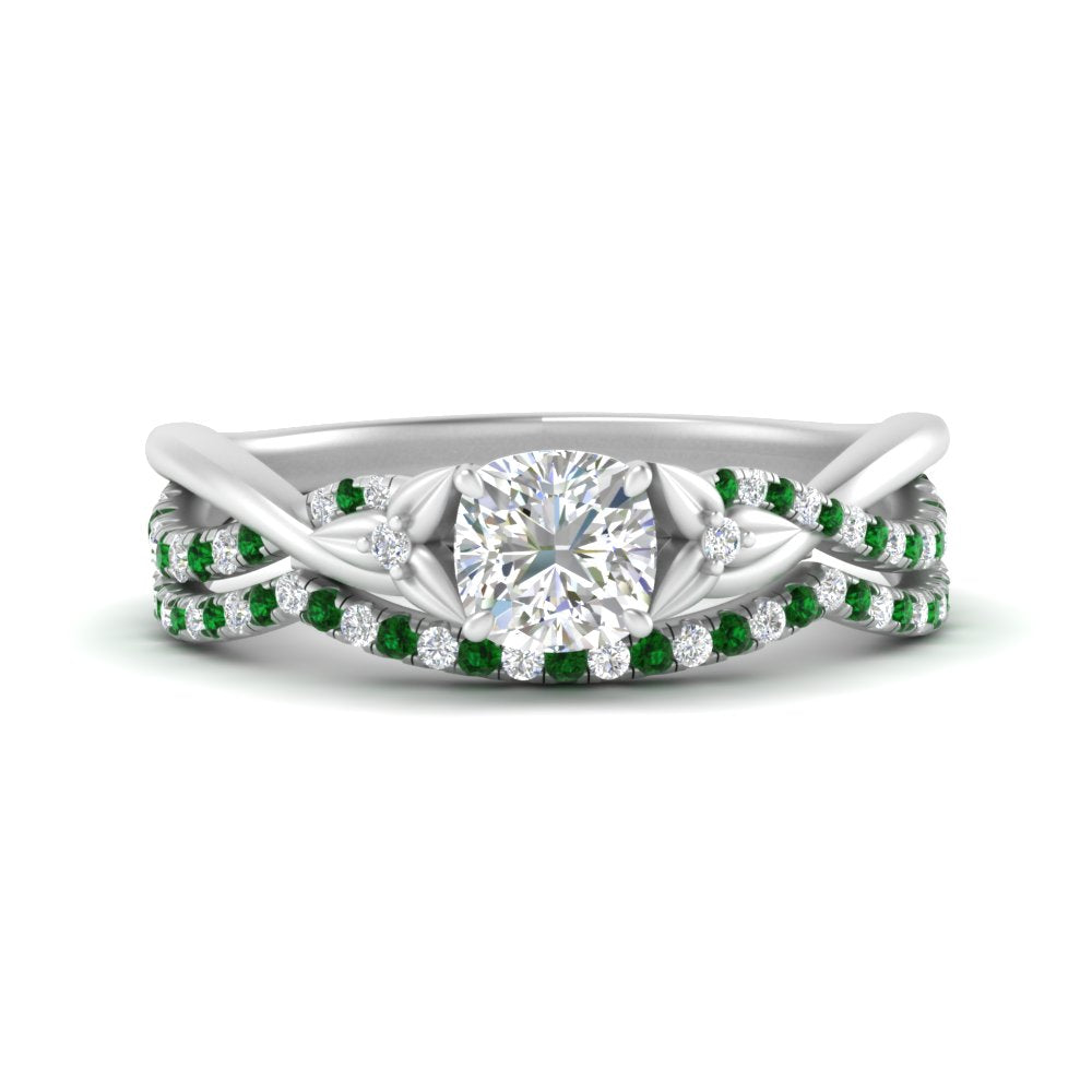 twisted-daisy-cushion-emerald-bridal-ring-set-in-white-gold-FD9986B2CUGEMGR-NL-WG
