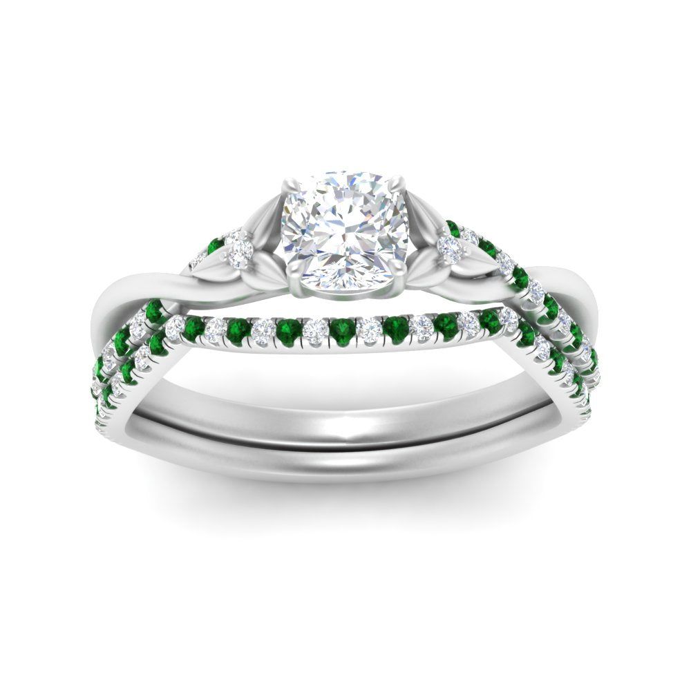 twisted-daisy-cushion-emerald-bridal-ring-set-in-white-gold-FD9986B2CUGEMGR-NL-WG