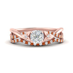 Load image into Gallery viewer, twisted-daisy-cushion-orange-sapphire-bridal-ring-set-in-rose-gold-FD9986B2CUGSAOR-NL-RG
