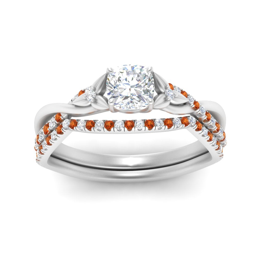twisted-daisy-cushion-orange-sapphire-bridal-ring-set-in-white-gold-FD9986B2CUGSAOR-NL-WG