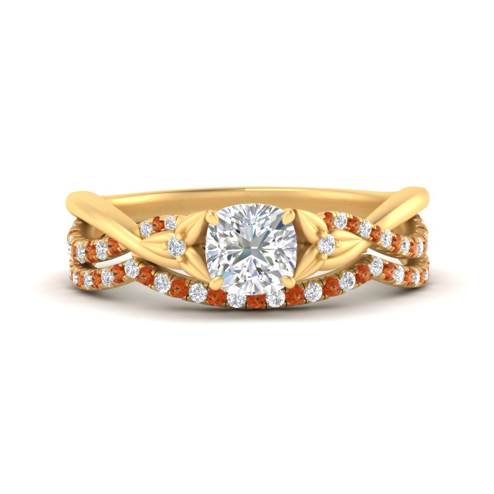 twisted-daisy-cushion-orange-sapphire-bridal-ring-set-in-yellow-gold-FD9986B2CUGSAOR-NL-YG