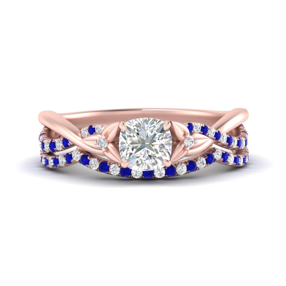 twisted-daisy-cushion-sapphire-bridal-ring-set-in-rose-gold-FD9986B2CUGSABL-NL-RG