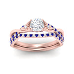 Load image into Gallery viewer, twisted-daisy-cushion-sapphire-bridal-ring-set-in-rose-gold-FD9986B2CUGSABL-NL-RG
