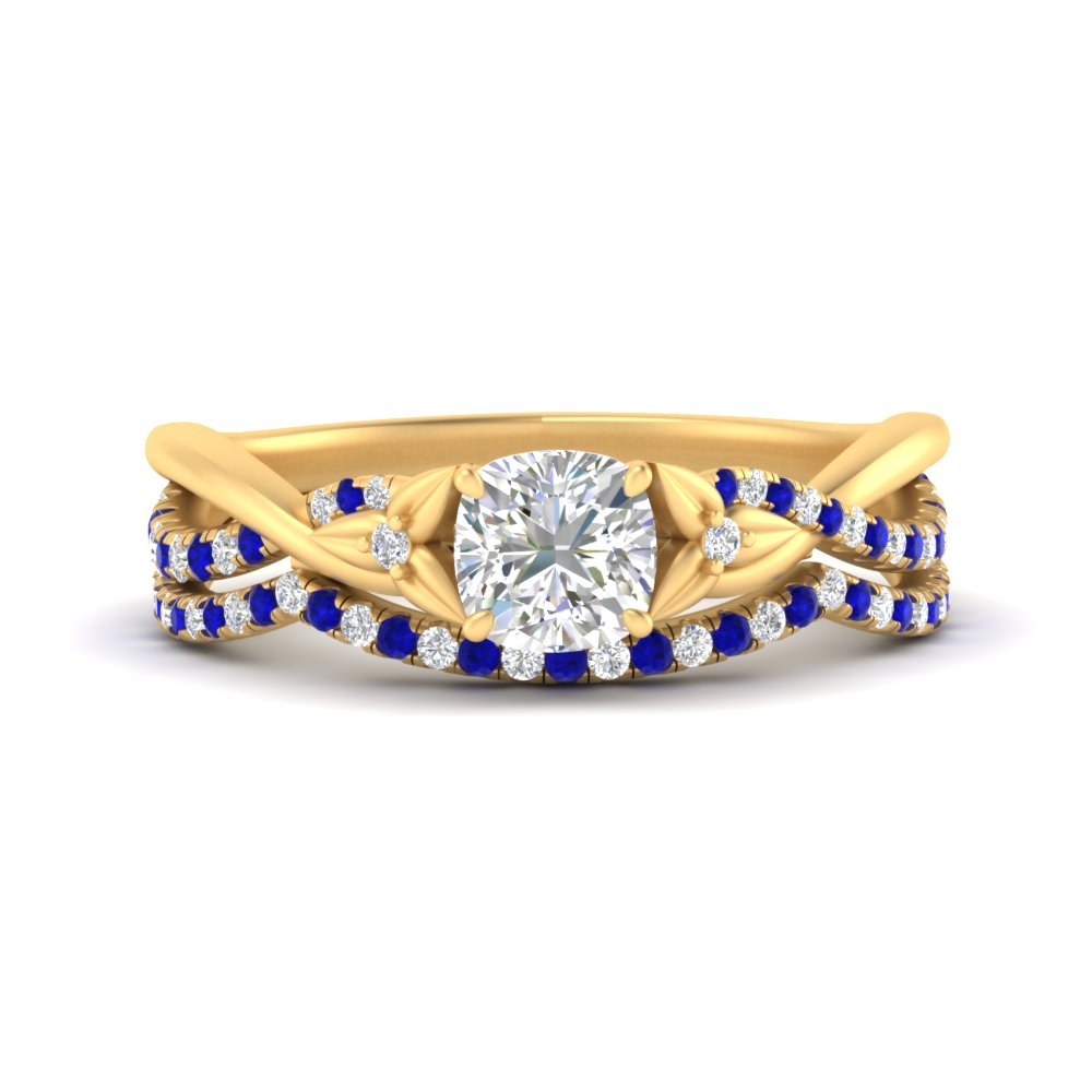 twisted-daisy-cushion-sapphire-bridal-ring-set-in-yellow-gold-FD9986B2CUGSABL-NL-YG
