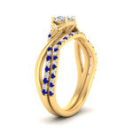 Load image into Gallery viewer, twisted-daisy-cushion-sapphire-bridal-ring-set-in-yellow-gold-FD9986B2CUGSABL-NL-YG
