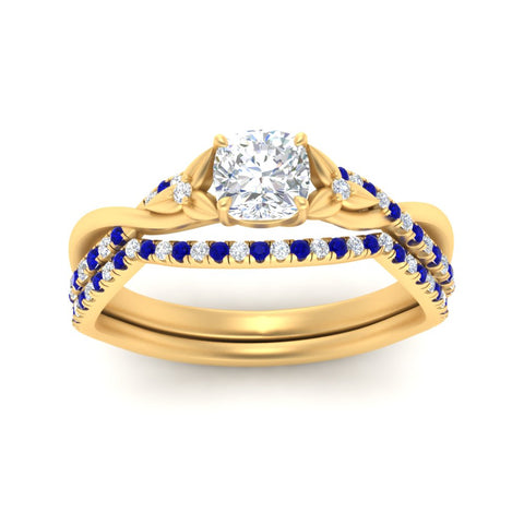 twisted-daisy-cushion-sapphire-bridal-ring-set-in-yellow-gold-FD9986B2CUGSABL-NL-YG