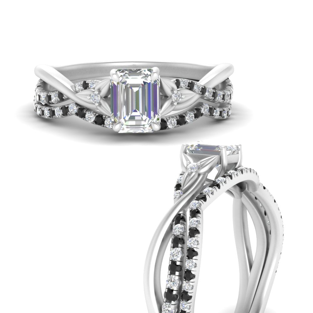twisted-daisy-emerald-cut-black-diamond-bridal-ring-set-in-white-gold-FD9986B2EMGBLACK-NL-WG