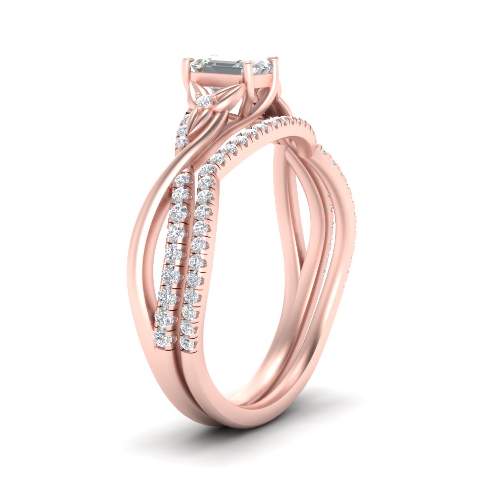 twisted-daisy-emerald-cut-diamond-bridal-ring-set-in-rose-gold-FD9986B2EM-NL-RG