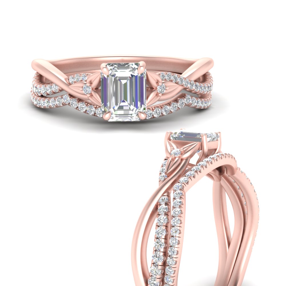 twisted-daisy-emerald-cut-diamond-bridal-ring-set-in-rose-gold-FD9986B2EM-NL-RG