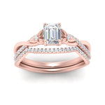 Load image into Gallery viewer, twisted-daisy-emerald-cut-diamond-bridal-ring-set-in-rose-gold-FD9986B2EM-NL-RG
