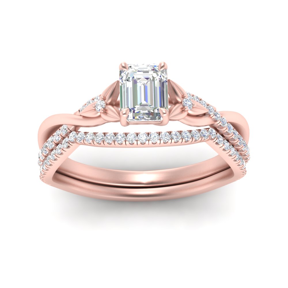 twisted-daisy-emerald-cut-diamond-bridal-ring-set-in-rose-gold-FD9986B2EM-NL-RG