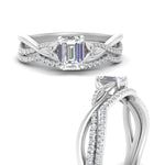Load image into Gallery viewer, twisted-daisy-emerald-cut-diamond-bridal-ring-set-in-white-gold-FD9986B2EM-NL-WG
