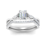 Load image into Gallery viewer, twisted-daisy-emerald-cut-diamond-bridal-ring-set-in-white-gold-FD9986B2EM-NL-WG

