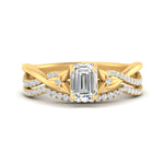 Load image into Gallery viewer, twisted-daisy-emerald-cut-diamond-bridal-ring-set-in-yellow-gold-FD9986B2EM-NL-YG
