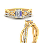 Load image into Gallery viewer, twisted-daisy-emerald-cut-diamond-bridal-ring-set-in-yellow-gold-FD9986B2EM-NL-YG
