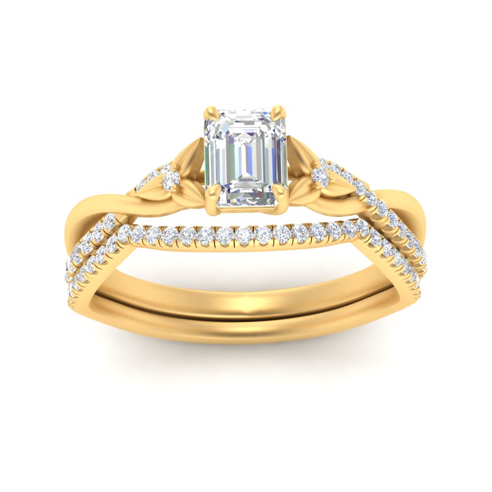 twisted-daisy-emerald-cut-diamond-bridal-ring-set-in-yellow-gold-FD9986B2EM-NL-YG