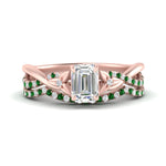 Load image into Gallery viewer, twisted-daisy-emerald-cut-emerald-bridal-ring-set-in-rose-gold-FD9986B2EMGEMGR-NL-RG
