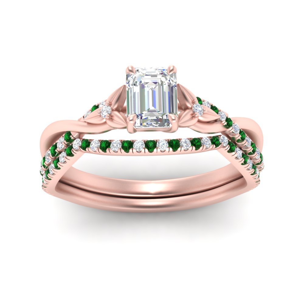 twisted-daisy-emerald-cut-emerald-bridal-ring-set-in-rose-gold-FD9986B2EMGEMGR-NL-RG