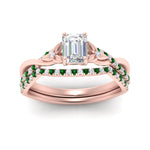 Load image into Gallery viewer, twisted-daisy-emerald-cut-emerald-bridal-ring-set-in-rose-gold-FD9986B2EMGEMGR-NL-RG
