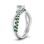 Load image into Gallery viewer, twisted-daisy-emerald-cut-emerald-bridal-ring-set-in-white-gold-FD9986B2EMGEMGR-NL-WG

