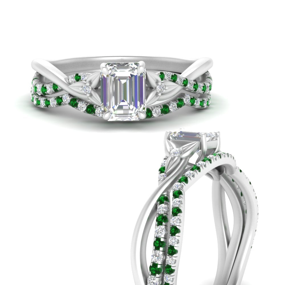twisted-daisy-emerald-cut-emerald-bridal-ring-set-in-white-gold-FD9986B2EMGEMGR-NL-WG