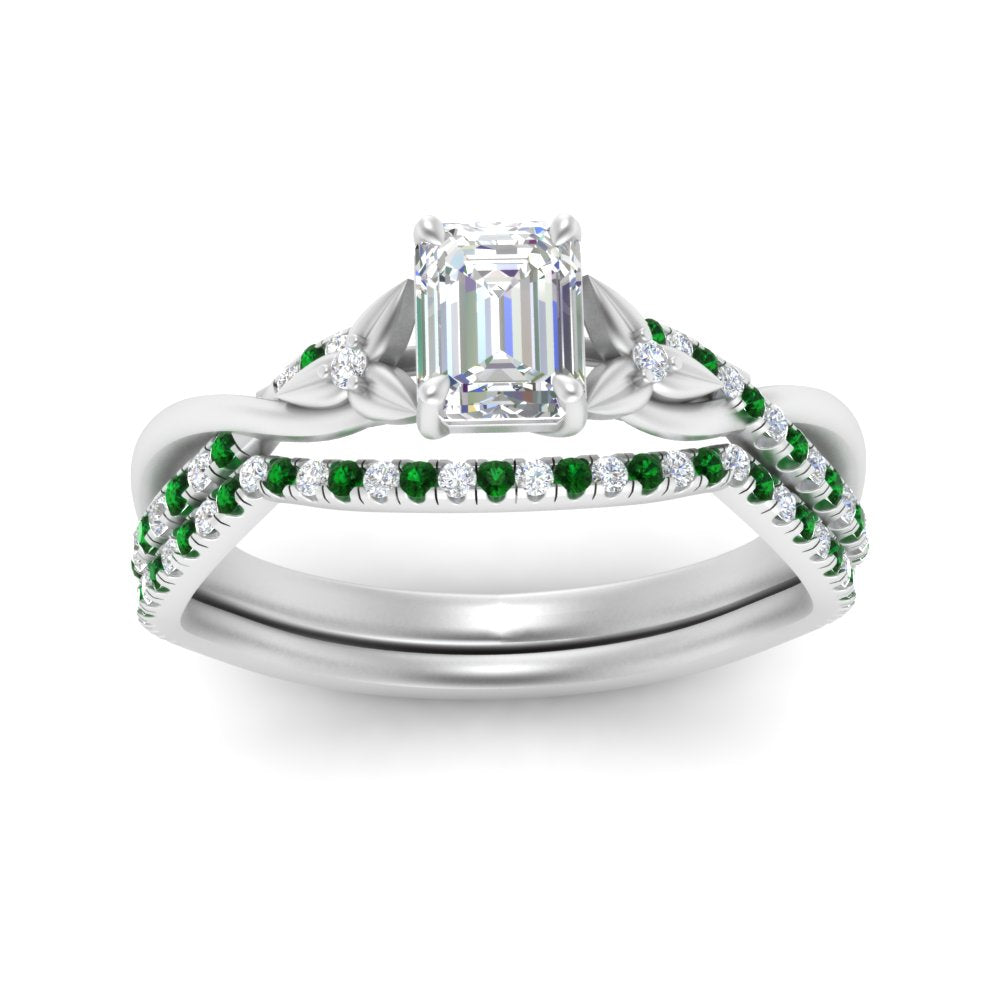 twisted-daisy-emerald-cut-emerald-bridal-ring-set-in-white-gold-FD9986B2EMGEMGR-NL-WG