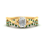 Load image into Gallery viewer, twisted-daisy-emerald-cut-emerald-bridal-ring-set-in-yellow-gold-FD9986B2EMGEMGR-NL-YG
