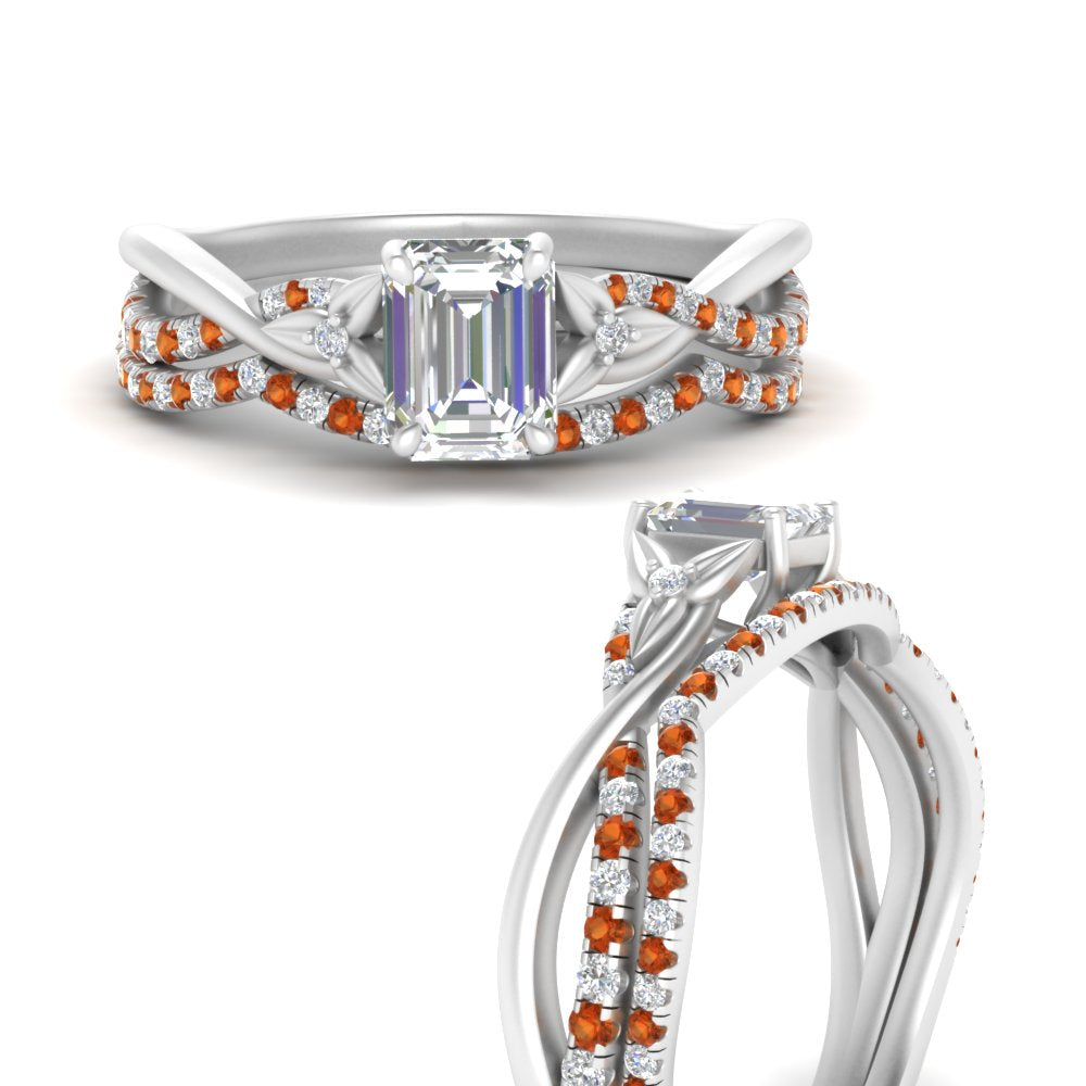 twisted-daisy-emerald-cut-orange-sapphire-bridal-ring-set-in-white-gold-FD9986B2EMGSAOR-NL-WG