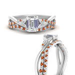 Load image into Gallery viewer, twisted-daisy-emerald-cut-orange-sapphire-bridal-ring-set-in-white-gold-FD9986B2EMGSAOR-NL-WG
