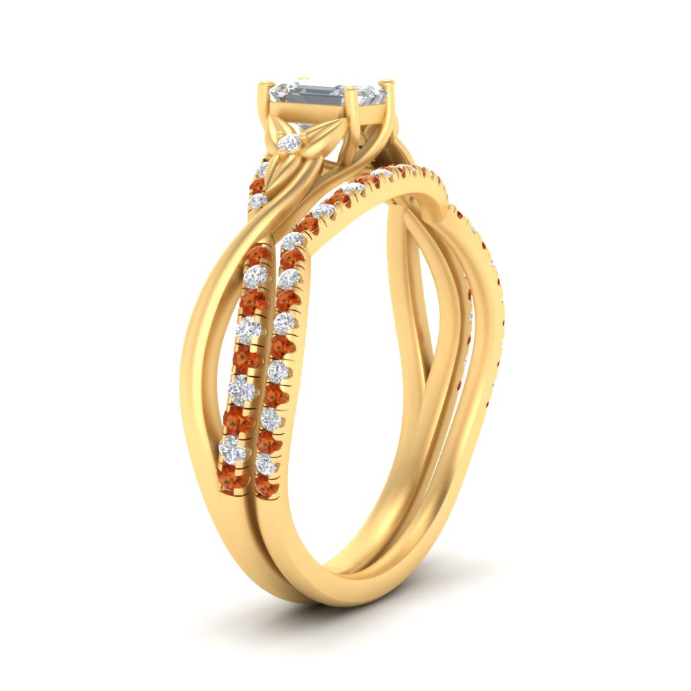 twisted-daisy-emerald-cut-orange-sapphire-bridal-ring-set-in-yellow-gold-FD9986B2EMGSAOR-NL-YG
