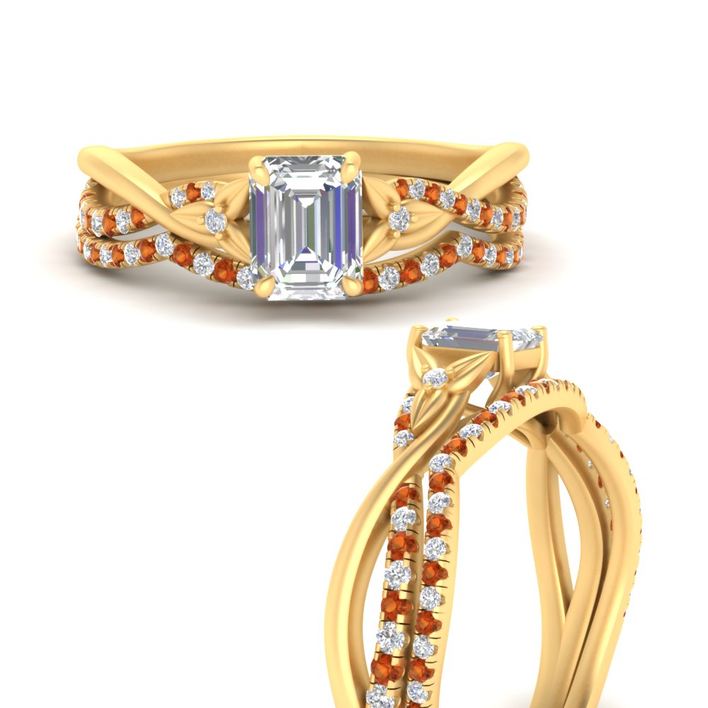 twisted-daisy-emerald-cut-orange-sapphire-bridal-ring-set-in-yellow-gold-FD9986B2EMGSAOR-NL-YG