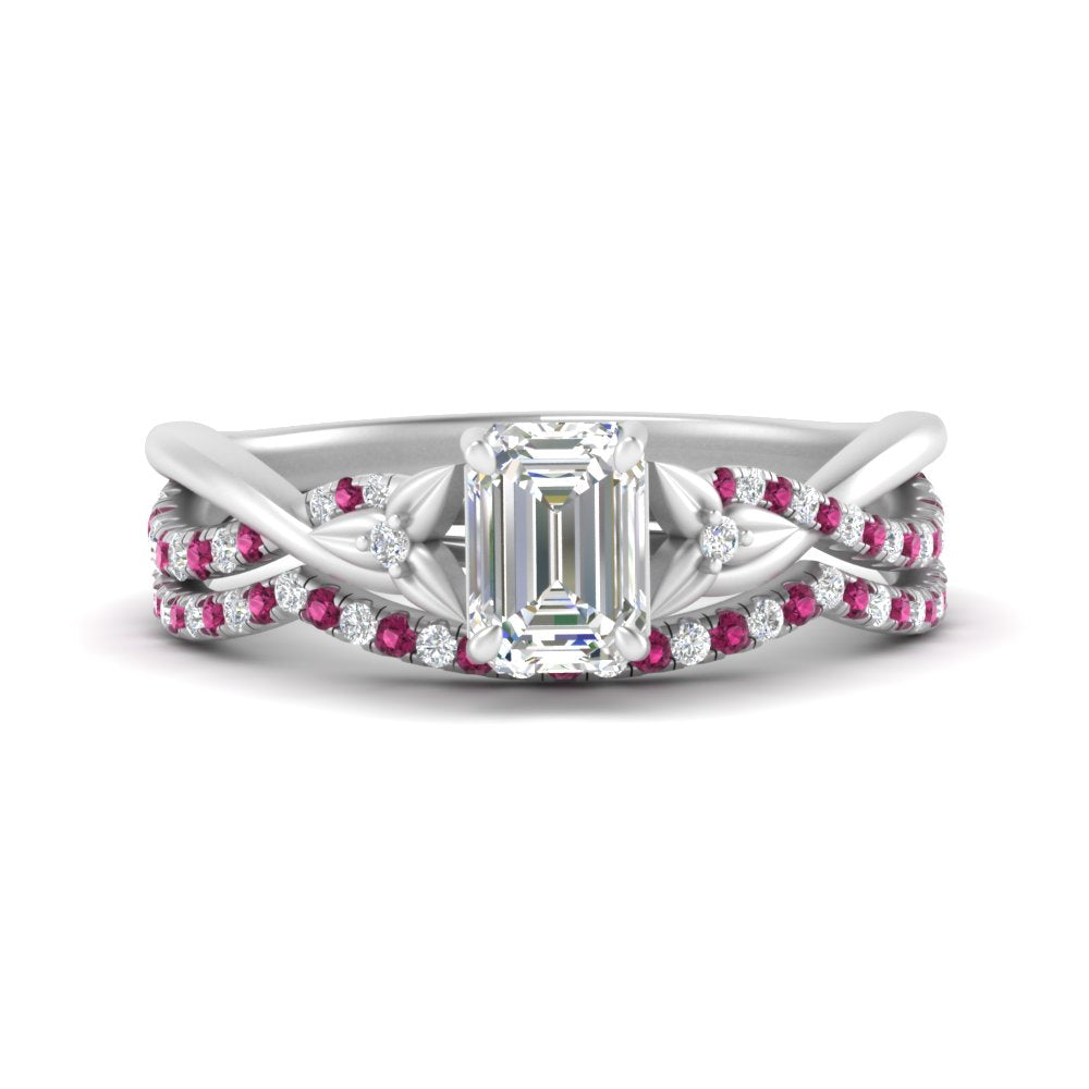 twisted-daisy-emerald-cut-pink-sapphire-bridal-ring-set-in-white-gold-FD9986B2EMGSADRPI-NL-WG