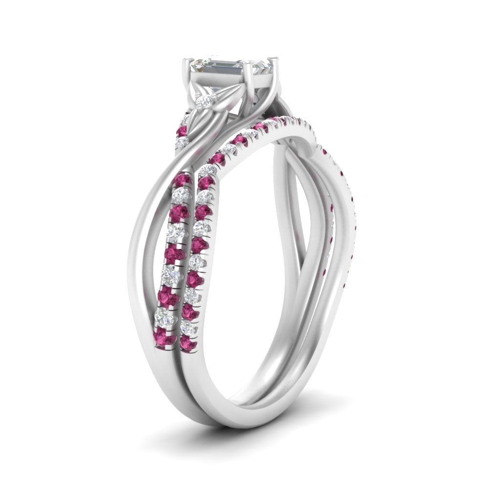 twisted-daisy-emerald-cut-pink-sapphire-bridal-ring-set-in-white-gold-FD9986B2EMGSADRPI-NL-WG