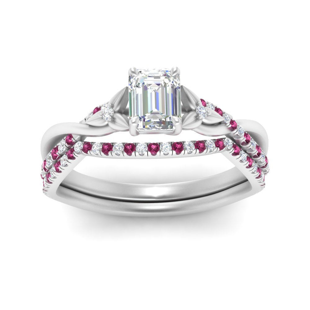 twisted-daisy-emerald-cut-pink-sapphire-bridal-ring-set-in-white-gold-FD9986B2EMGSADRPI-NL-WG