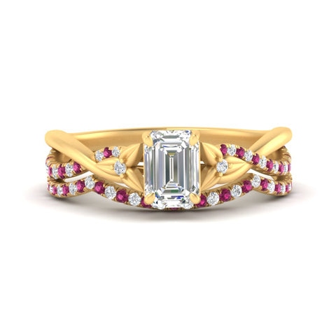 twisted-daisy-emerald-cut-pink-sapphire-bridal-ring-set-in-yellow-gold-FD9986B2EMGSADRPI-NL-YG