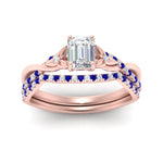Load image into Gallery viewer, twisted-daisy-emerald-cut-sapphire-bridal-ring-set-in-rose-gold-FD9986B2EMGSABL-NL-RG

