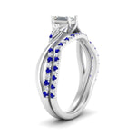 Load image into Gallery viewer, twisted-daisy-emerald-cut-sapphire-bridal-ring-set-in-white-gold-FD9986B2EMGSABL-NL-WG

