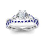 Load image into Gallery viewer, twisted-daisy-emerald-cut-sapphire-bridal-ring-set-in-white-gold-FD9986B2EMGSABL-NL-WG

