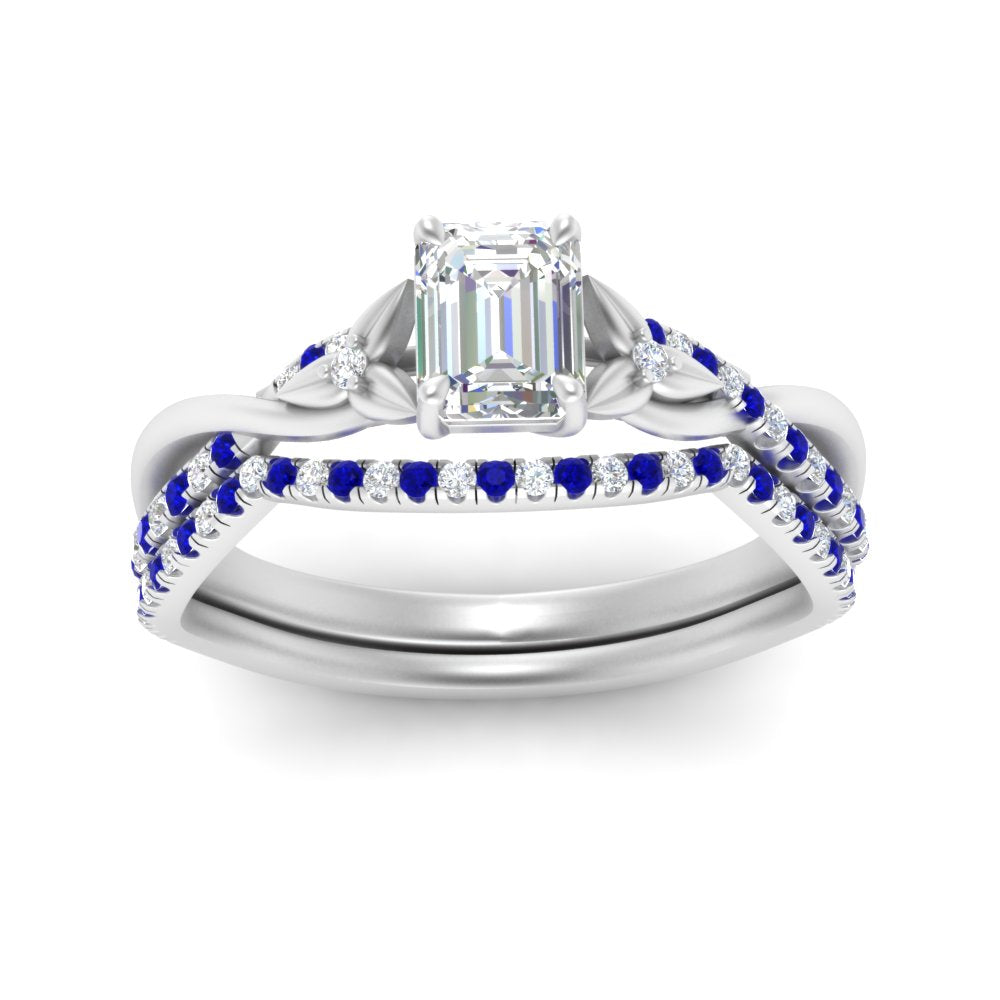 twisted-daisy-emerald-cut-sapphire-bridal-ring-set-in-white-gold-FD9986B2EMGSABL-NL-WG