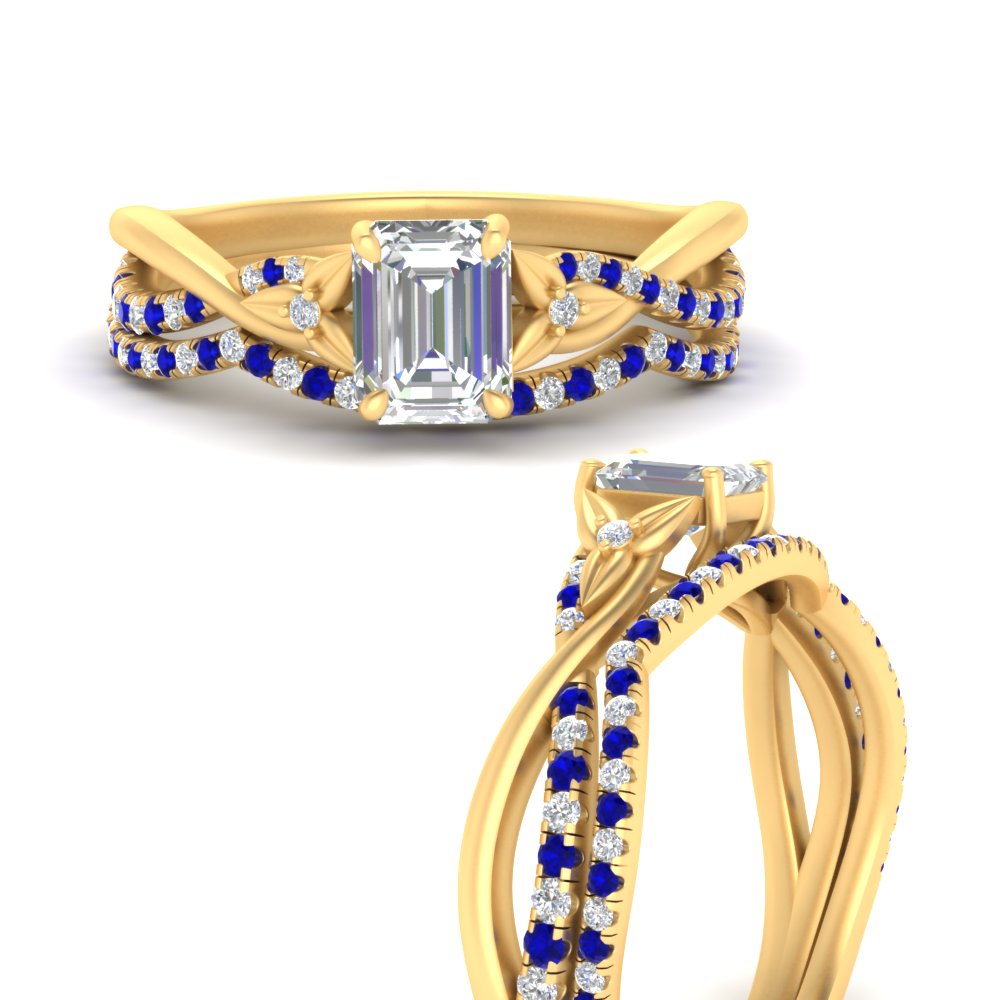 twisted-daisy-emerald-cut-sapphire-bridal-ring-set-in-yellow-gold-FD9986B2EMGSABL-NL-YG
