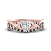 Load image into Gallery viewer, twisted-daisy-heart-black-diamond-bridal-ring-set-in-rose-gold-FD9986B2HTGBLACK-NL-RG