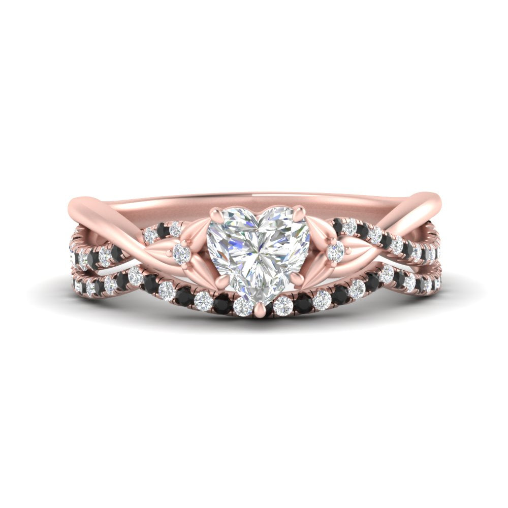 twisted-daisy-heart-black-diamond-bridal-ring-set-in-rose-gold-FD9986B2HTGBLACK-NL-RG